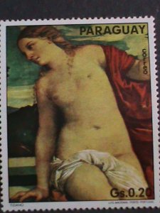 ​PARAGUAY-PROMOTION SALE-WORLD FAMOUS NUDE ART PAINTING LARGE SIZE STAMP VF