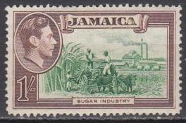 Jamaica - 1938 KGVI 1sh  Sc# 125 - MH   (9823)