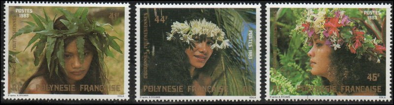 French Polynesia 386-88 - Mint-NH - Flower Garlands / Crowns (1983) (cv $6.30)