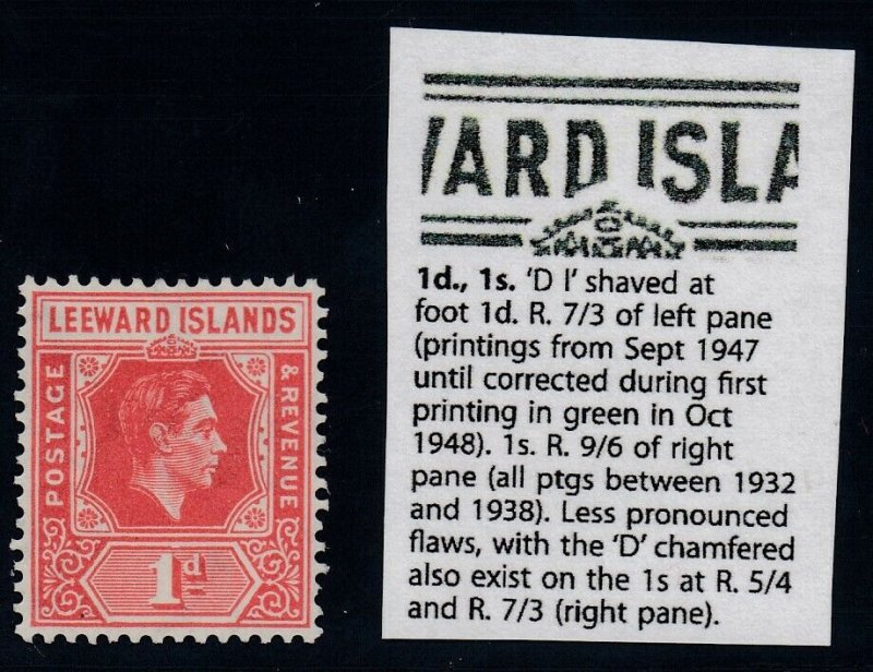 Leeward Islands, SG 99a, MNH D I Flaw variety