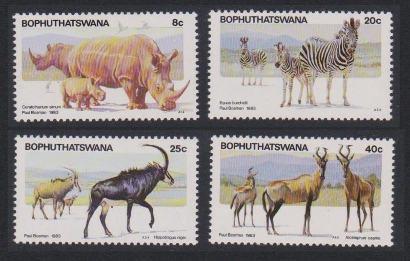 Bophuthatswana Rhino Zebra Antelope Wild animals 1983 MNH SG#100-103