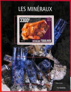 A3043 - TOGO, ERROR MISSPERF, Souvenir sheet: 2019, Minerals, Stones, Aquamarine