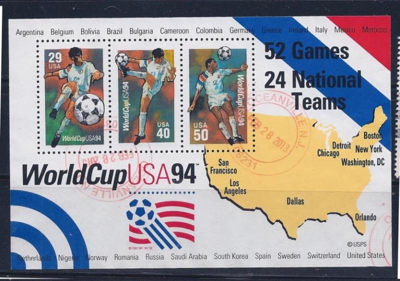 US Souvenir Sheet #2837 -Soccer Used