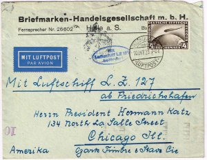 Germany,Sc.#C37 used on cover, send by Zeppelin LZ 127