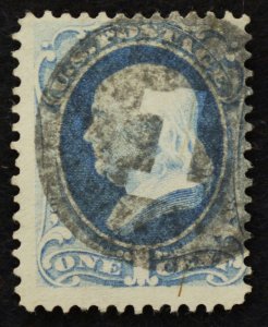 U.S. Used Stamp Scott #156 1c Franklin. Lovely Numeral 1 Fancy Cancel. Choice!