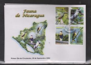 G)2004 NICARAGUA, NICARAGUAS FAUNA, BIRDS, FIRST DAY COVER,