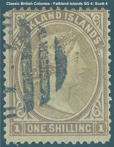 Falkland Islands Scott 4, SG 4 - USed with Pencil Mark on back