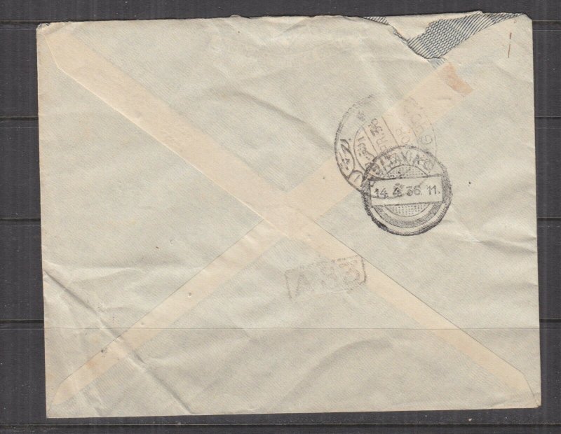 IRAQ, 1936 Airmail cover, Baghdad to Neth. East Indies, 5f., & 50f.