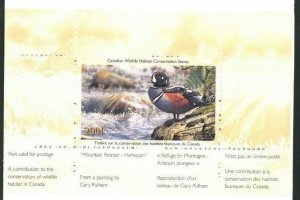 CANADA 2001 DUCK STAMP ARTIST SIGNED IN FOLDER AS ISSUED HARLEQUIN GARY PULHAM