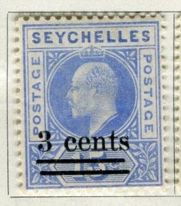 SEYCHELLES; 1903 early Ed VII surcharged issue fine Mint hinged 3 CENTS