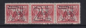 Netherlands  #228a  MNH 1940  surcharge Guilloche strip 7 1/2c + 2 1/2c + 7 1/2c