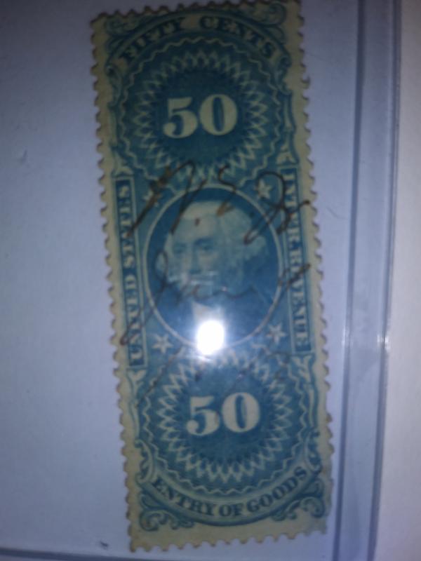 SCOTT # R 55 50 CENT ENTRY OF GOODS REVENUE 1869 !!!