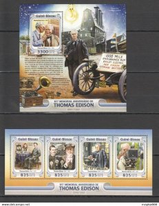 2016 Guinea-Bissau Famous People Inventor Thomas Edison 1Kb+1Bl ** Stamps St893