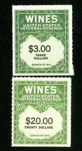 US Stamps # RE154+162 XF Fresh unused as issued Scott Value $165.00 