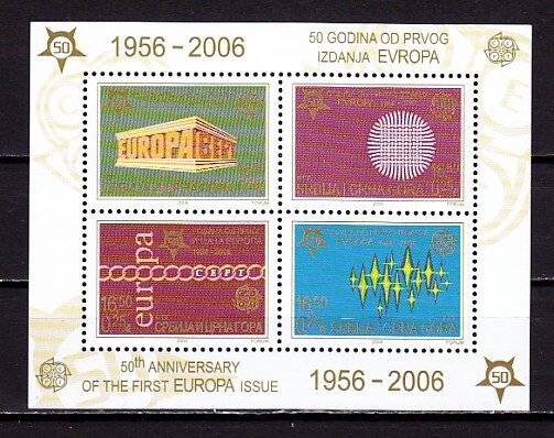 Serbia, Scott cat. 289a. 50th Anniversary of Europs sheet.