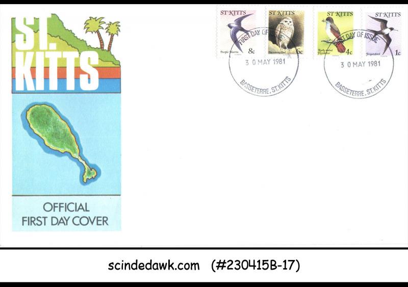 ST. KITTS - 1981 BIRDS - 4V - FDC