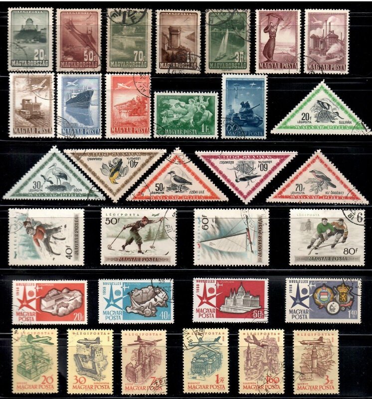 50 Different F-VF Used / CTO 1947 - 1963 Hungary Airmail Stamps - I Combine S/H