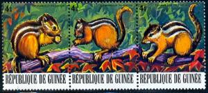 Palm Squirrel, Guinea stamp SC#756a-c, Strip of 3, MNH set