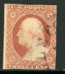 USA 1851 Washington 3¢ Orange Brown Type II Scott #10A VFU R487