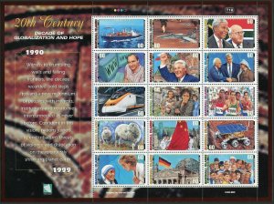 Marshall 730 ao sheet,MNH.Mi 1303-1317 Zd-bogen. Events of 20th Century,2000.