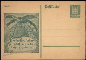 Germany 1925 1st Reichskriegertag Leipzig Veterans Private Postal Card Unu 68462