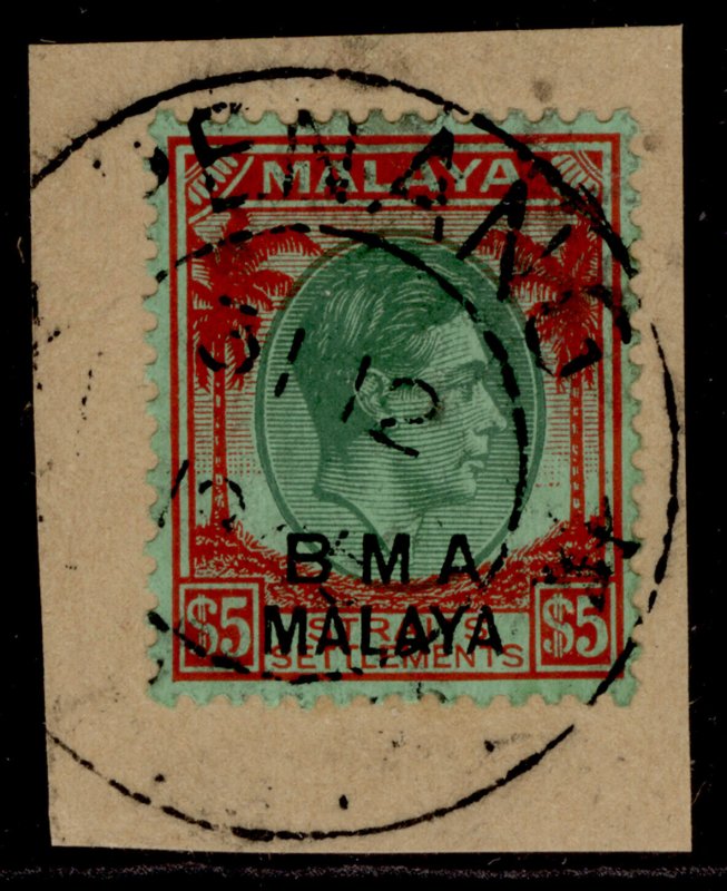 MALAYSIA - Malaya BMA GVI SG17, $5 green & red/emerald, FINE USED. Cat £180.