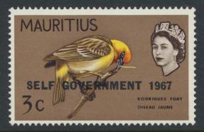 Mauritius SG 350 Scott #307  Birds 1967 Opt Self Governance Mint see details 