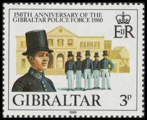 Gibraltar 429 150th Anniv Police Force 3p single MNH 1980