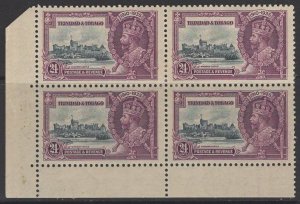 TRINIDAD & TOBAGO SG242a 1935 S.JUBILEE 24c EXTRA FLAGSTAFF MTD MINT IN BLK OF 4