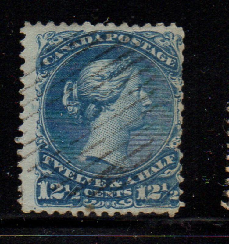 Canada Sc 28 1868 12 1/2c blue Large Queen stamp used 