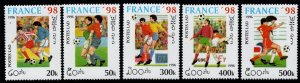 1996 Laos Scott #- 1268-1273 Soccer France World Cup Set Of 5 Stamps & S/S MNH