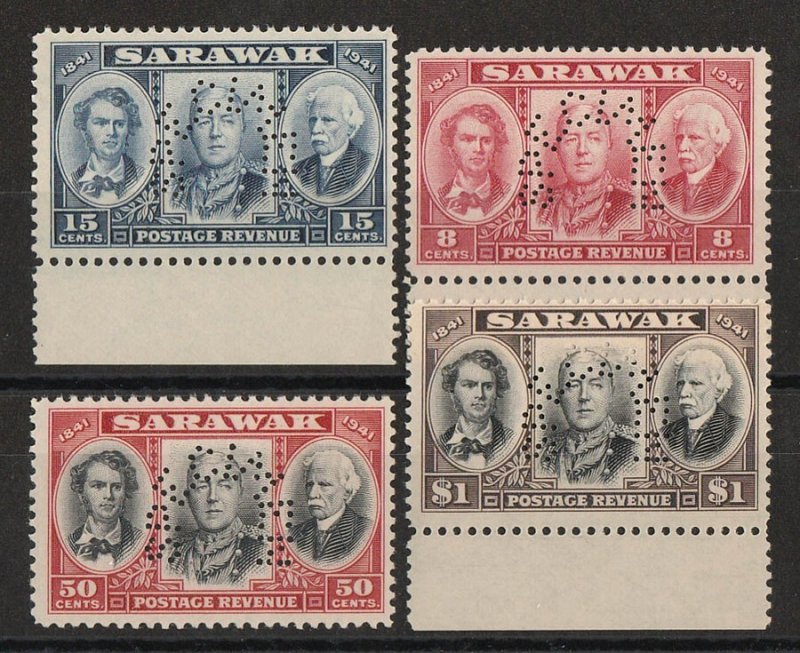 SARAWAK 1946 Centenary set 8c-$1, SPECIMEN. MNH **. 