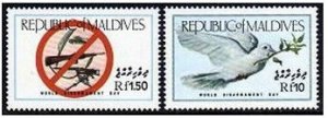 Maldives 1149-1150,MNH.Michel 1162-1163. World Disarmament Day,1986.Weapon,Dove.