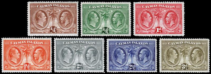 Cayman Islands Scott 69-75 (1932) Mint H F-VF, CV $26.65 M