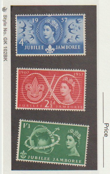 Great Britain Scott # 334-336 MNH / SG 557-559 World Scout Jubilee QEII 1957