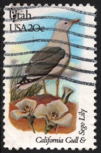 SC#1996 20¢ State Birds & Flowers: Utah; Perf 10½ x 11¼ (1982) Used