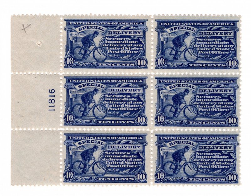 E11 Plate Number Block of 6 Pink Back variety - MNH OG