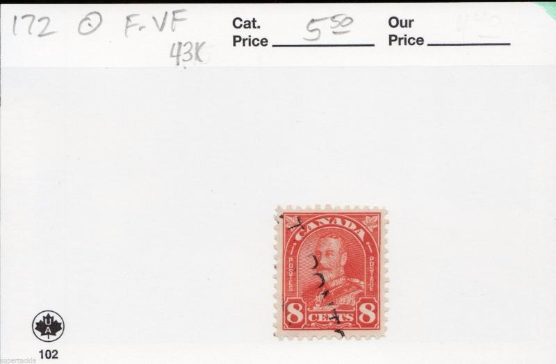 1930 Canada #172 Θ F-VF KGV Arch/Leaf 8c stamp. Mute Toronto cancel. 
