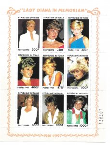 Chad 774     1999   S/S  sheet 9  VF NH     Lady Diana