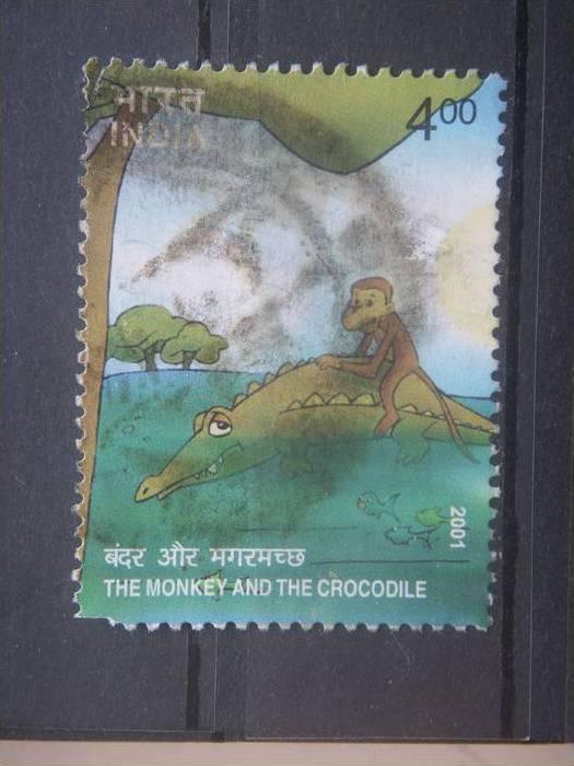 INDIA, 2001, used 4r, Monkey and the Crocodile, Scott 1920