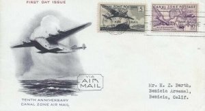 CANAL ZONE #C15-16 5c & 10c AIR MAILS - Day Lowry rare variety