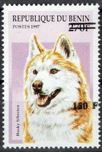 BENIN 2000 1291 150F 100€ HUSKY SIBERIEN DOG DOGS CHIENS OVERPRINT SURCHARGE MNH