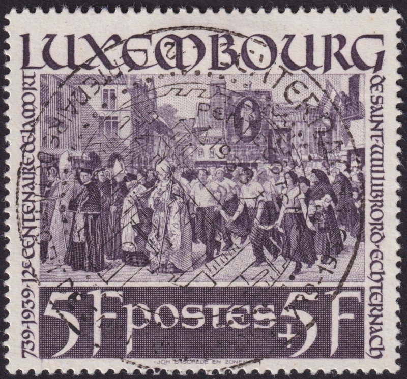 Luxembourg 1938 #B91 vf-u 5fr+5fr Dark Viole
