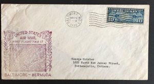 1938 PanAm First Flight Cover AAMC F17-2 Baltimore to Bermuda US C7 Franking