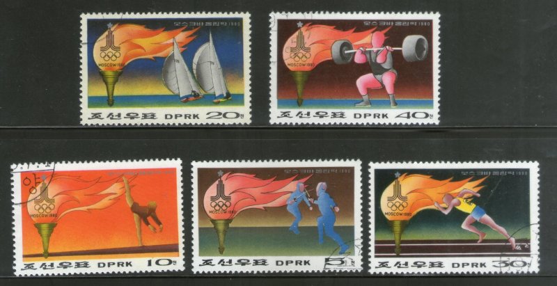 Korea 1980 Olympic Games Moscow Sport Football Torch Sc 1815-19 Cancelled 8182a