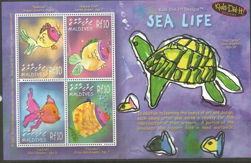 MALDIVE ISLANDS, 2872, MNH, SS, SEA LIFE