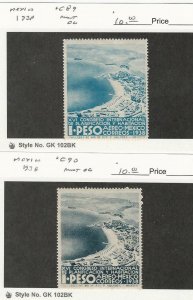 Mexico, Postage Stamp, #C89, C90 Mint Hinged, 1938, DKZ