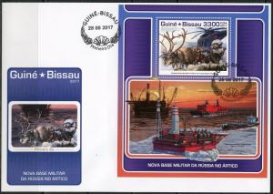 GUINEA BISSAU 2017 RUSSIAN ARTIC MILITARY BASE SOUVENIR SHEET FIRST DAY COVER