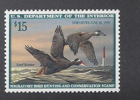 United States, RW63, $15 Surf Scoter VF Single, MNH #1