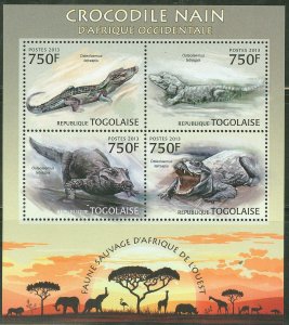 TOGO 2013 WILD ANIMALS OF WEST AFRICA PIGMY CROCODILE SHEET